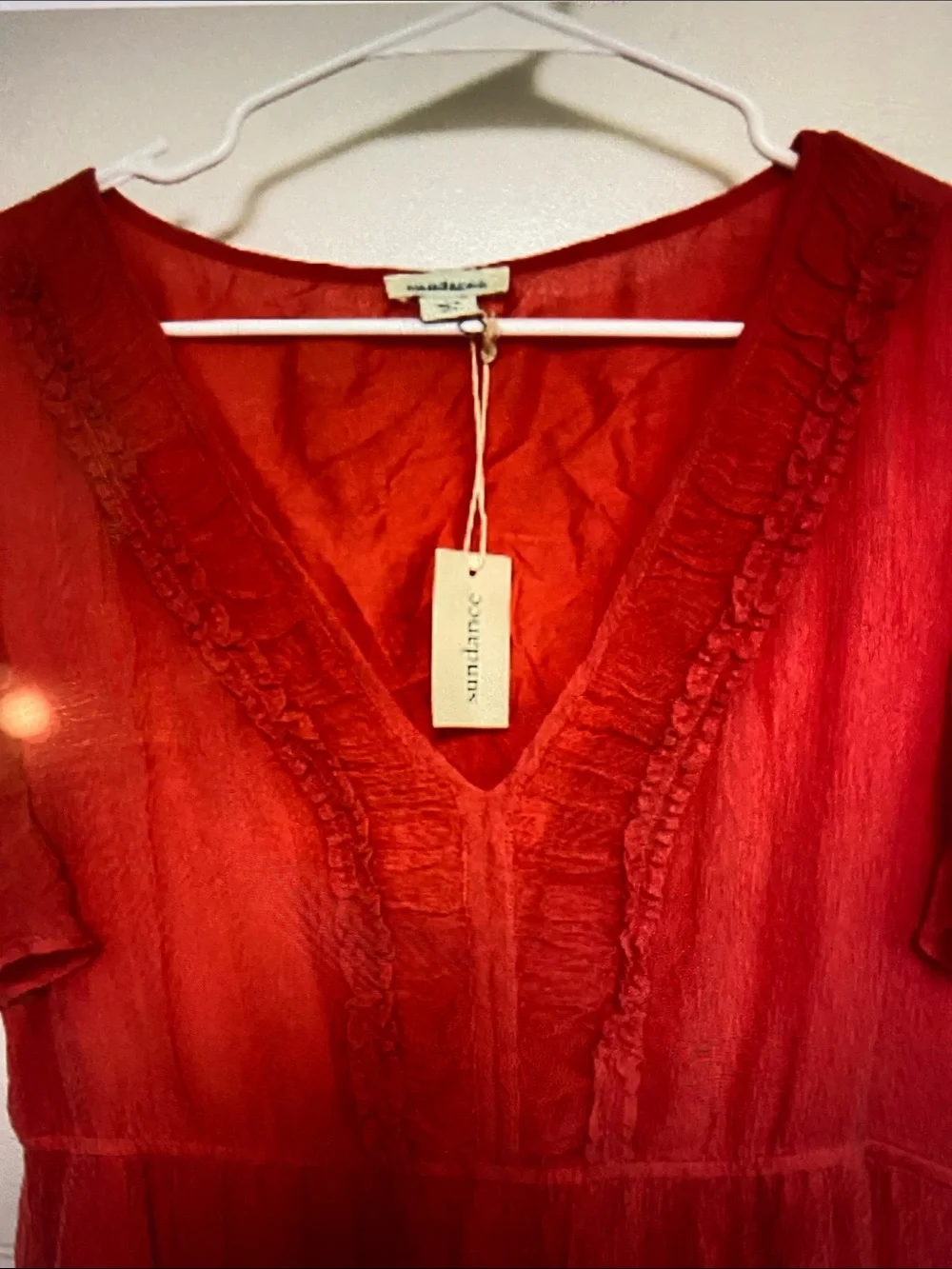 NWT SUNDANCE Catalog Monaco Meet Up Flutter Sleeve Dress Coral Large
